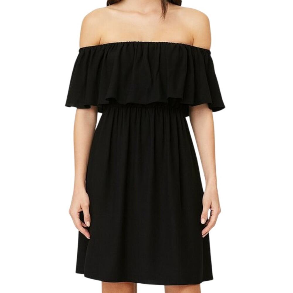 ALICE + OLIVIA Black Dora Off the Shoulder 100% Silk Tube Dress Size 0